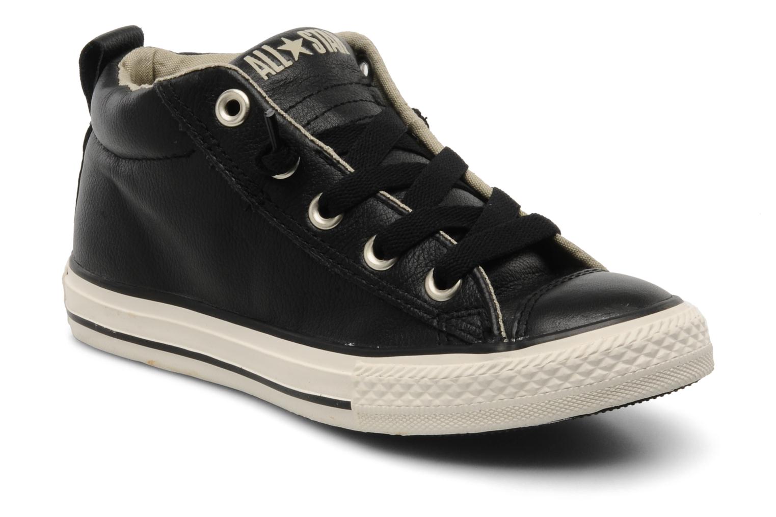 Converse Chuck taylor all star street leather mid k Trainers in Black ...
